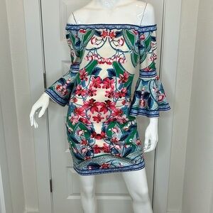 Akira bell sleeve floral dress size L
